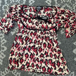 Angie animal print blouse top M